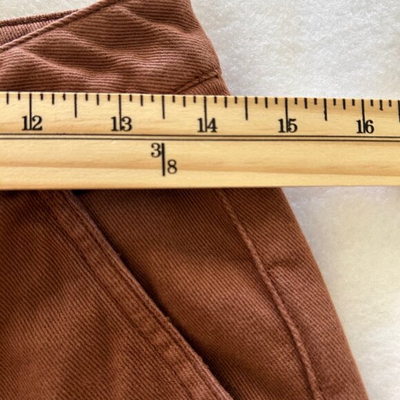 Quince Pants SZ4 Brown Organic Stretch Cotton Twill Wide-Leg Crop Relaxed - Picture 7 of 12